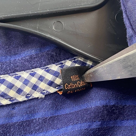 Ben Sherman Shirt Mens 15.5 Button Up Long Sleeve Blue Striped 34-35 - Picture 9 of 13